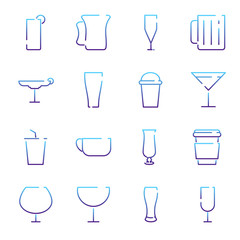 Aufkleber - Drinks set icon template color editable. Drink pack symbol vector sign isolated on white background illustration for graphic and web design.