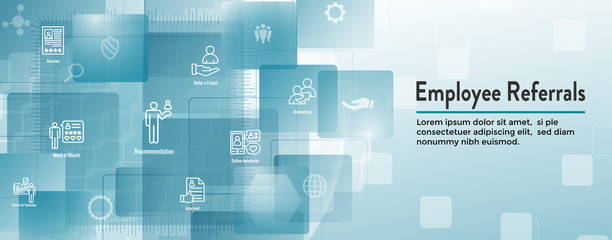 Wall Mural - Employee Referrals Icon Set & Web Header Banner