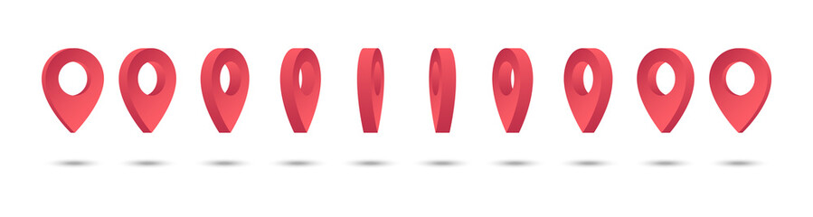 Poster - Isometric red map pointers. 3D location pointers. Vector illustration.