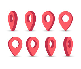 Poster - 3D red map pointers. Vector icon.