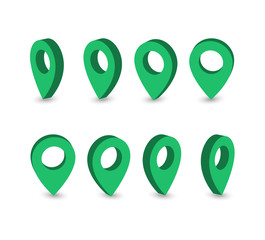 Poster - 3D green map pointers. Location symbols. Vector icon.