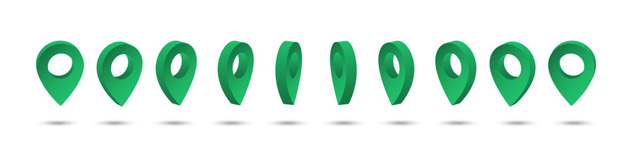 Poster - Isometric green map pointers. Location pointers. Vector illustration.