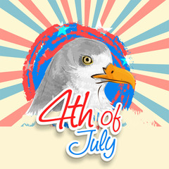 Sticker - 4th of July background with National Bird Eagle.