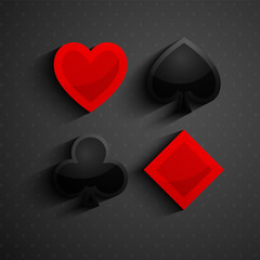 Canvas Print - Red and Black Playing Card symbols.