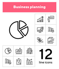Poster - business strategy line icons set. set of line icons on white background. economy concept. plan, sche