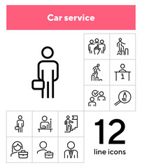 Poster - career line icon set. set of line icons on white background. first place, candidate, team. career co