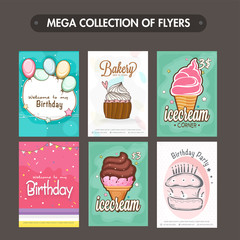 Wall Mural - Mega collection of Bakery and Birthday flyers.