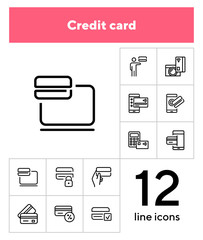 Sticker - Credit card line icon set. Payment, gadget, mobile phone. Finance concept. Can be used for topics like money, banking, transaction