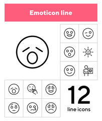 Poster - Emoticon line icons. Set of line icons on white background. Laugh, cry, emotion. Internet concept. Vector illustration can be used for topics like emotions, chats, internet