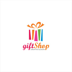 Christmas Gift Logo  . Gift Logo Design Vector Stock . Gift Store Shop Logo Template  . Surprise Gift Shop Logo