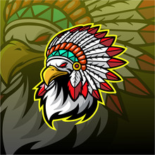 Indian Eagle Esport Mascot Logo Design.