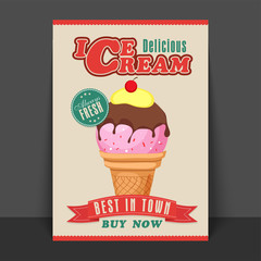 Wall Mural - Delicious Ice Cream Flyer, Template or Banner.