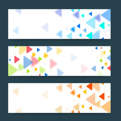 Poster - Colorful banners or headers with various triangles. Vector banners ready for your text or design.