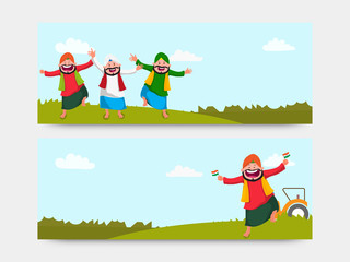 Wall Mural - Website headers with punjabi men.