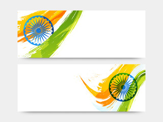 Poster - Independence Day headers with Indian Flag design.