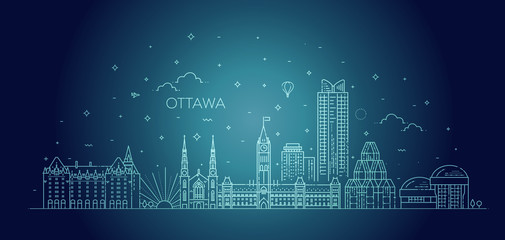 Wall Mural - Vector illustration of Ottawa city skyline. Cityscape