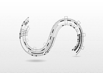 Wall Mural - Technology abstract font alphabet on grey background