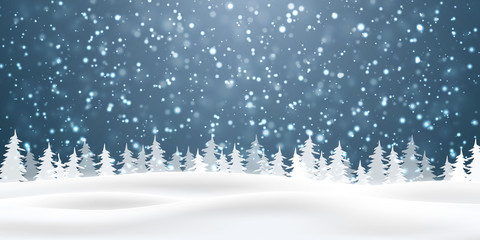 Wall Mural - christmas snow. falling snowflakes on blue background. snowfall. vector illustration