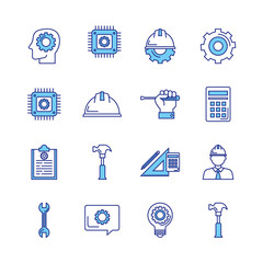 Wall Mural - bundle of engineering set icons vector illustration design