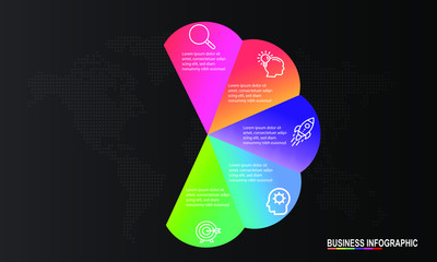 Fototapete - Infographics design template with 5 steps or options, can be used for workflow layout, diagram, annual report, web design, Creative banner, label vector. Info Graph