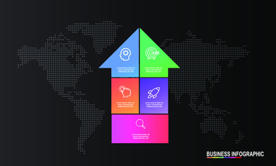 Fototapete - Infographics design template with 5 steps or options, can be used for workflow layout, diagram, annual report, web design, Creative banner, label vector. Info Graph