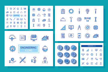 Canvas Print - bundle of engineering set icons vector illustration design