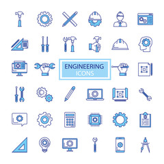 Wall Mural - bundle of engineering set icons vector illustration design