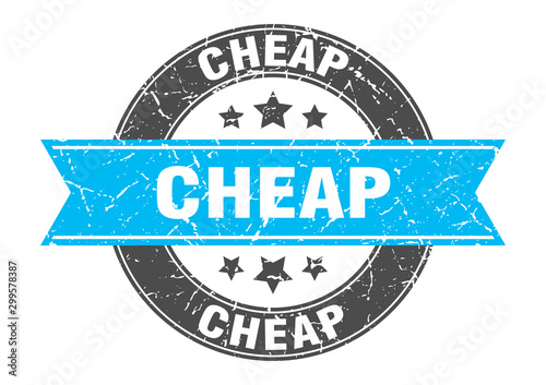 Fotomural cheap round stamp with turquoise ribbon. cheap
