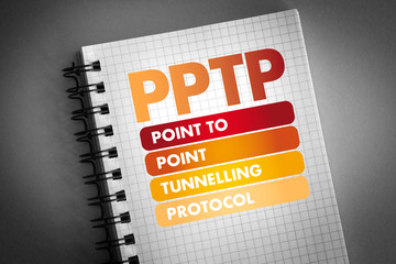 Poster - PPTP - Point to Point Tunnelling Protocol acronym, technology concept background