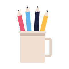 Poster - mug with pencils icon over white background