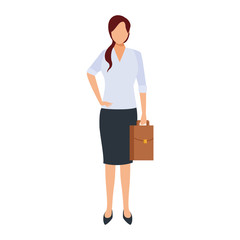 Wall Mural - avatar businesswoman holding a briefcase icon, flat design