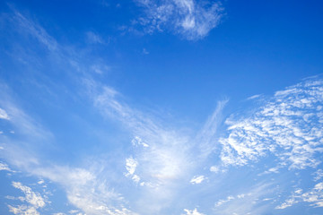 Wall Mural - Blue sky with close up white fluffy tiny clouds background and pattern