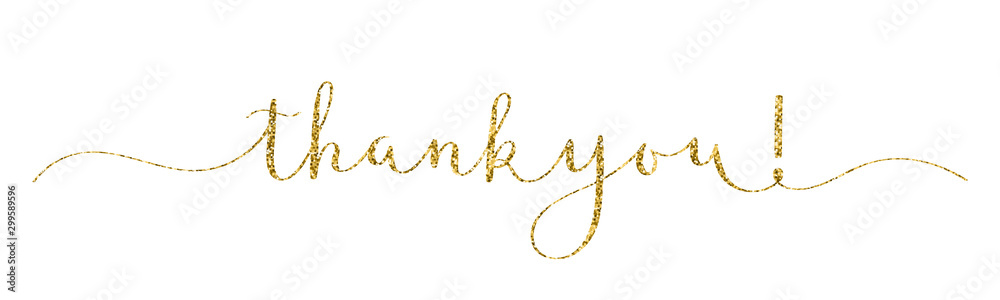 THANK YOU! vector gold glitter brush calligraphy banner with swashes ...