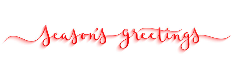 Wall Mural - SEASON'S GREETINGS red vector brush calligraphy banner with swashes