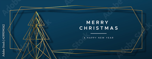 Fotomural Christmas New Year gold art deco pine tree banner