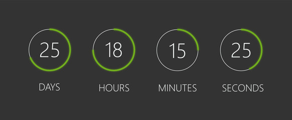 Poster - Modern circle progress bar, loading and buffering percentage icon set vector illustration. Web icon