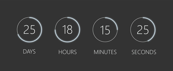 Poster - Modern circle progress bar, loading and buffering percentage icon set vector illustration. Web icon