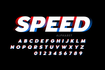 Wall Mural - Speed sport style font, alphabet and numbers