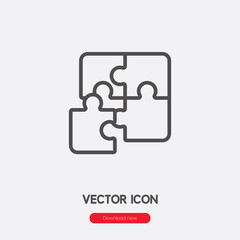 Poster - Puzzle icon vector. Linear style sign for mobile concept and web design. Puzzle symbol illustration. Pixel vector graphics - Vector.