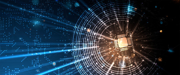 Aufkleber - Abstract circuit board futuristic technology processing background
