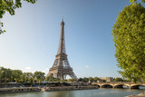 Fototapeta Paryż - Beautiful view of famous Eiffel Tower in Paris, France. Paris Best Destinations in Europe.