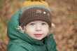 © goldeneden - Happy 2 years old child closeup portrait at autumn park