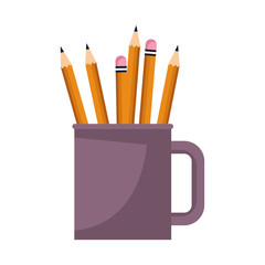 Poster - mug with pencils icon, colorful flat design