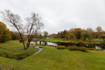 Pskov in October. The banks of the Pskova river, Pskov, Russia