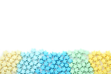 Sticker - Colorful paper stars on white background