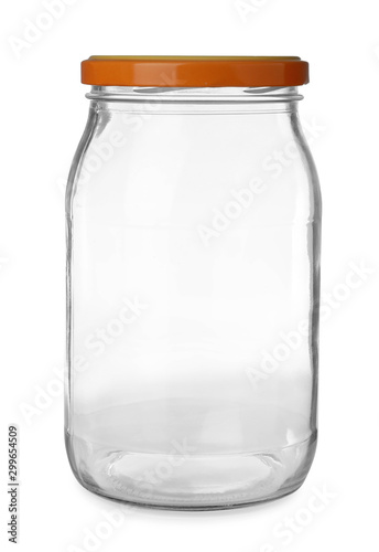 Glass jar for pickled food on white background Poster Mural XXL