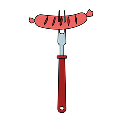 Wall Mural - fork with sausage icon, kitchen utensils design