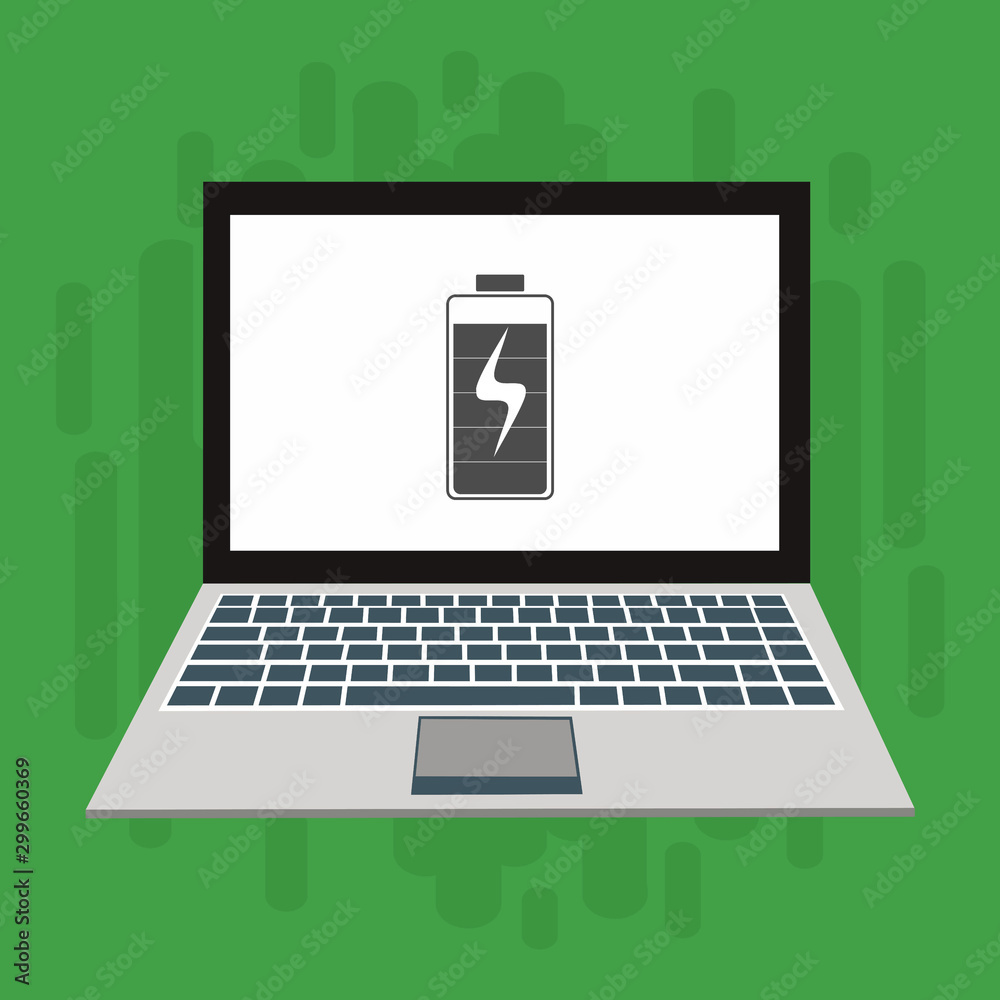 Battery charging laptop flat icon. Battery level indicator. Status ...