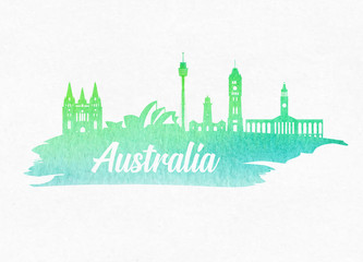 Australia Landmark Global Travel And Journey paper background. Vector Design Template.used for your advertisement, book, banner, template, travel business or presentation.