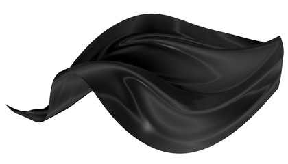 Wall Mural - Abstract background of black wavy silk or satin. 3d rendering image.